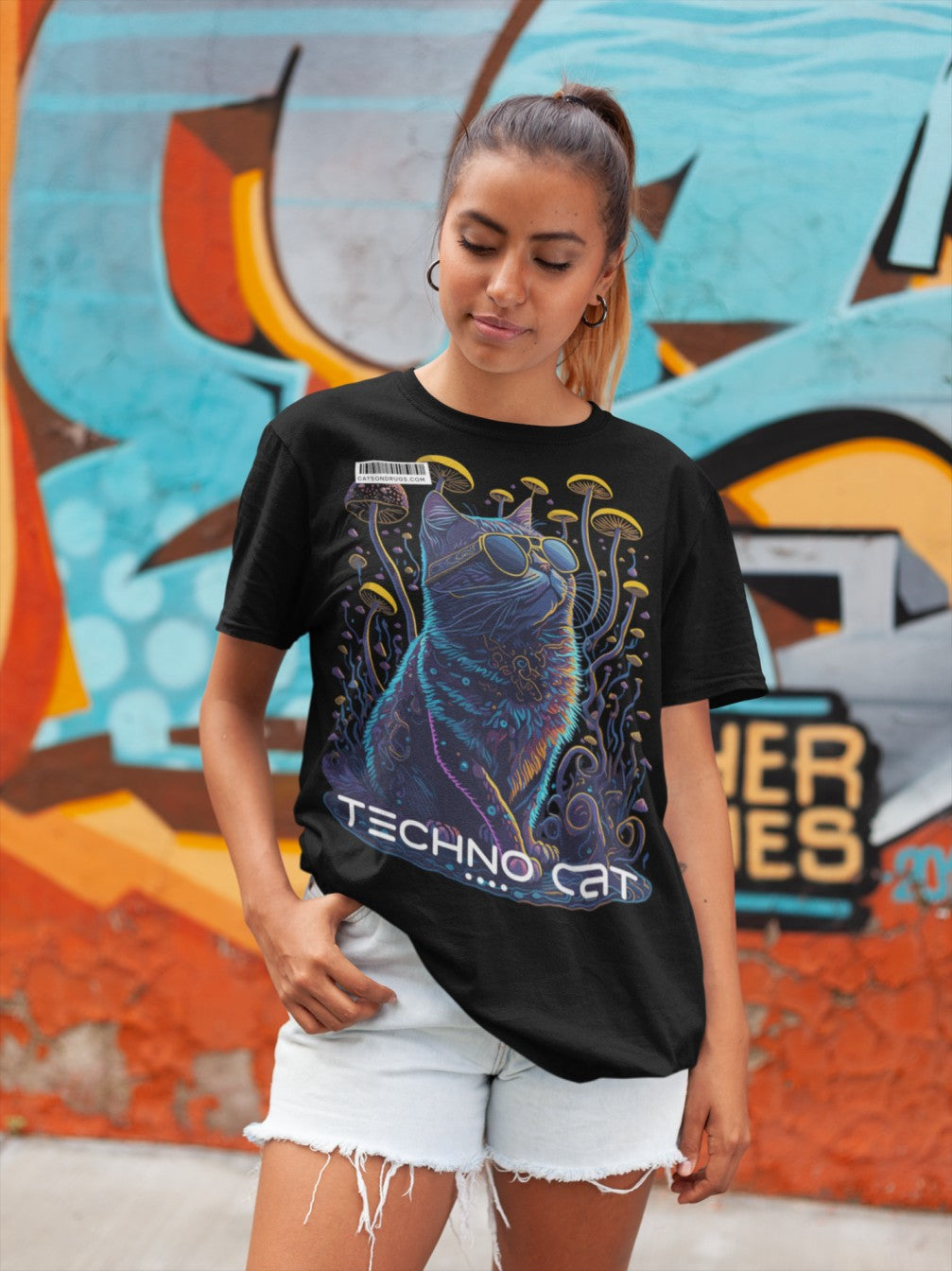 Camiseta graciosa EDM - Techno Cat 