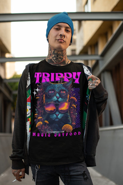 Trippy T-Shirt | Magic Cat Food Psychedelic T-Shirt | Ecstasy Edition
