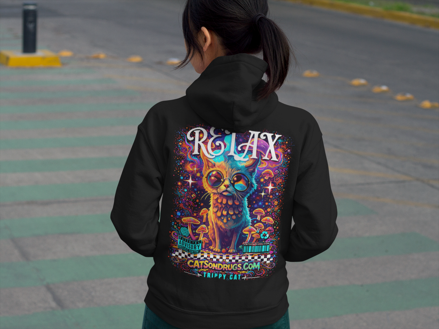 Trippy Hoodie | Psychedelic Relax Cat