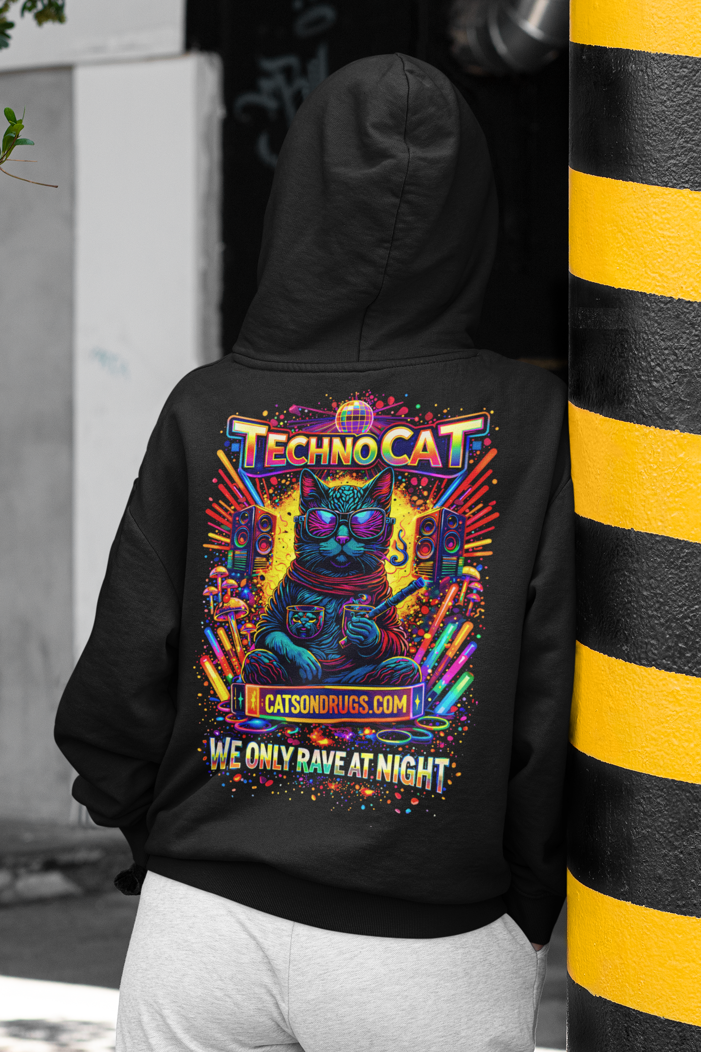 Rave Hoodie | Rave at Night Cat