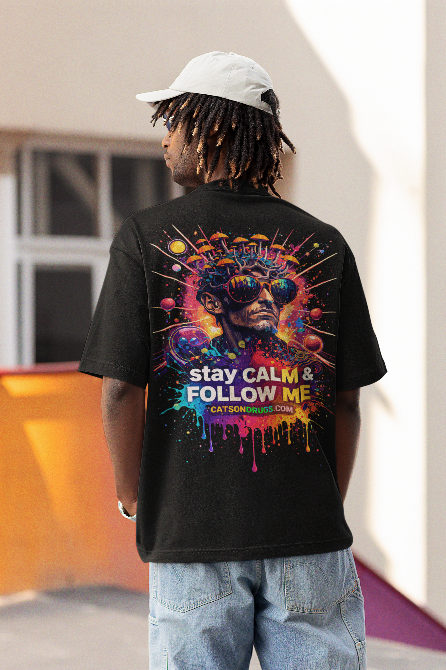 neon rave graphic tee
