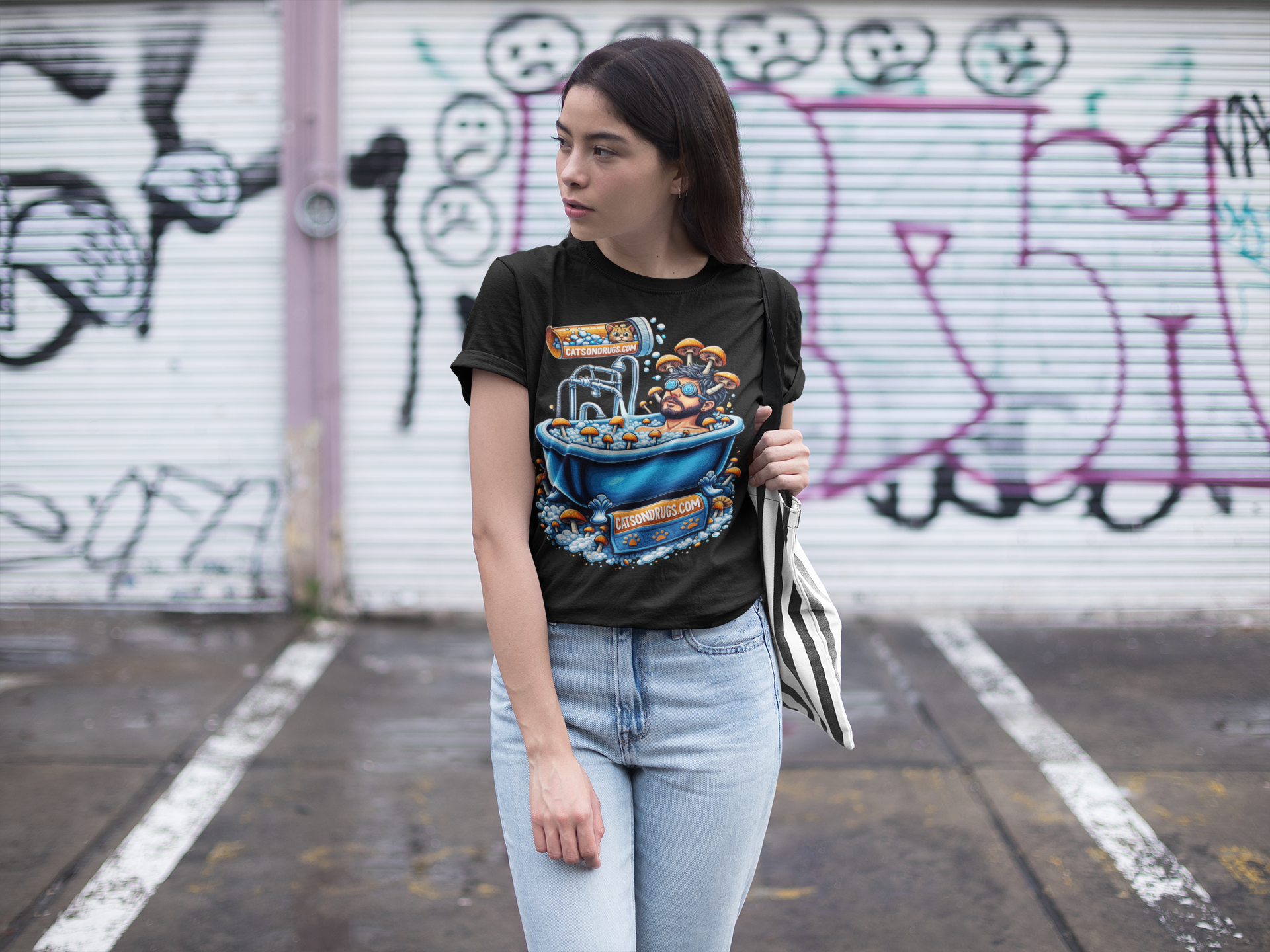 psychedelic alien DJ shirt
