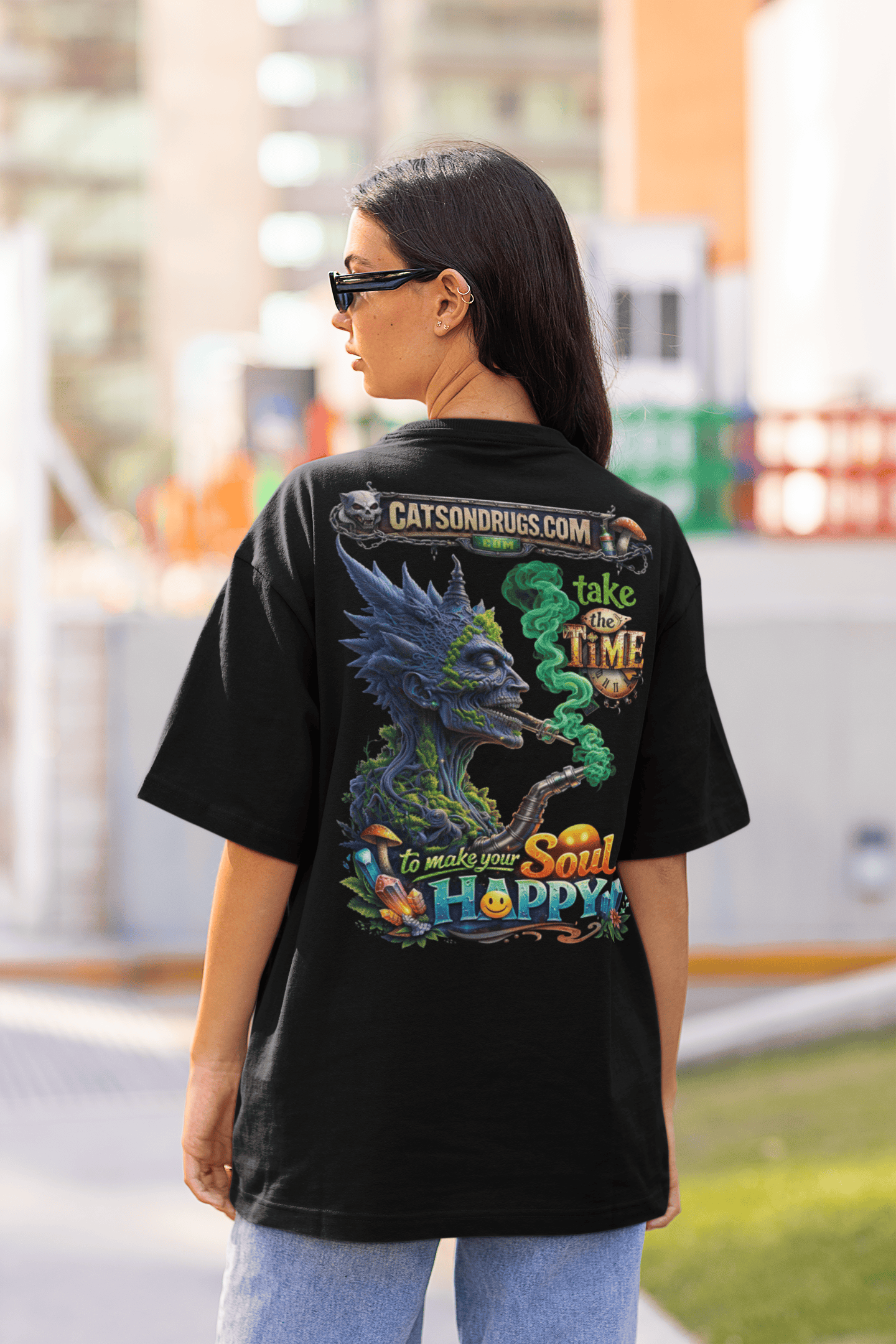 psychedelic cat meme shirt