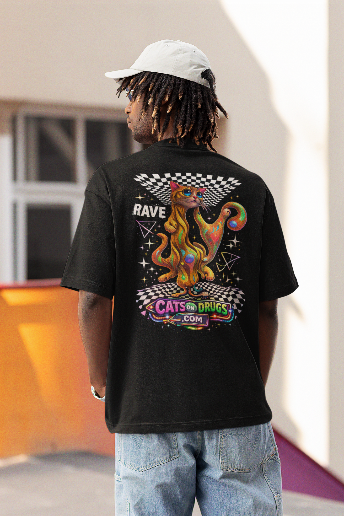 psychedelic cat shirt for men