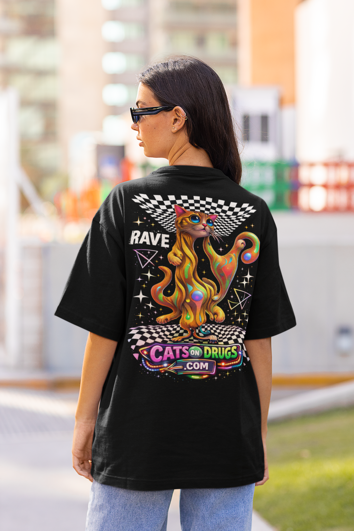 psychedelic cat shirt for women