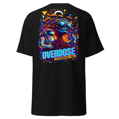 psychedelic streetwear outfit, model wearing trippy oversized hoodie with colorful psychedelic patterns, underground rave aesthetic, neon lights, cyberpunk city background, fashion editorial, high detail