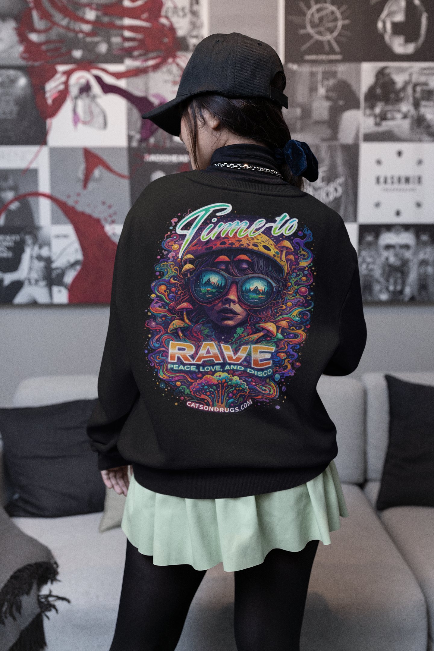 rave graphic sweatshirt