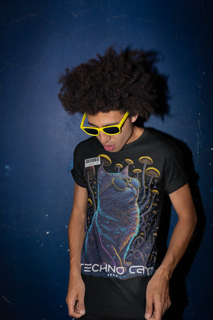 Camiseta graciosa EDM - Techno Cat 