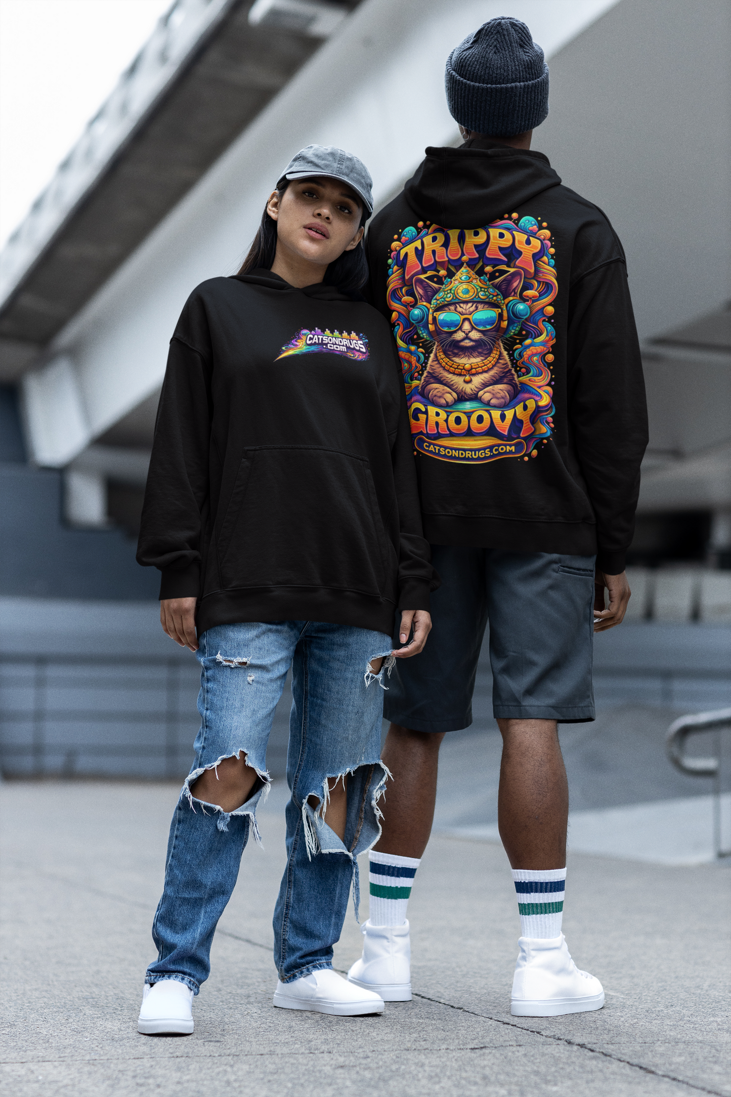 Psychedelic Hoodie | Trippy & Groovy Cat