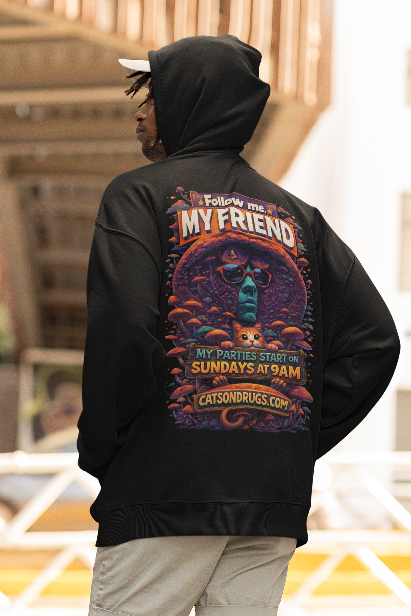 sudadera fractal psicodelica neon