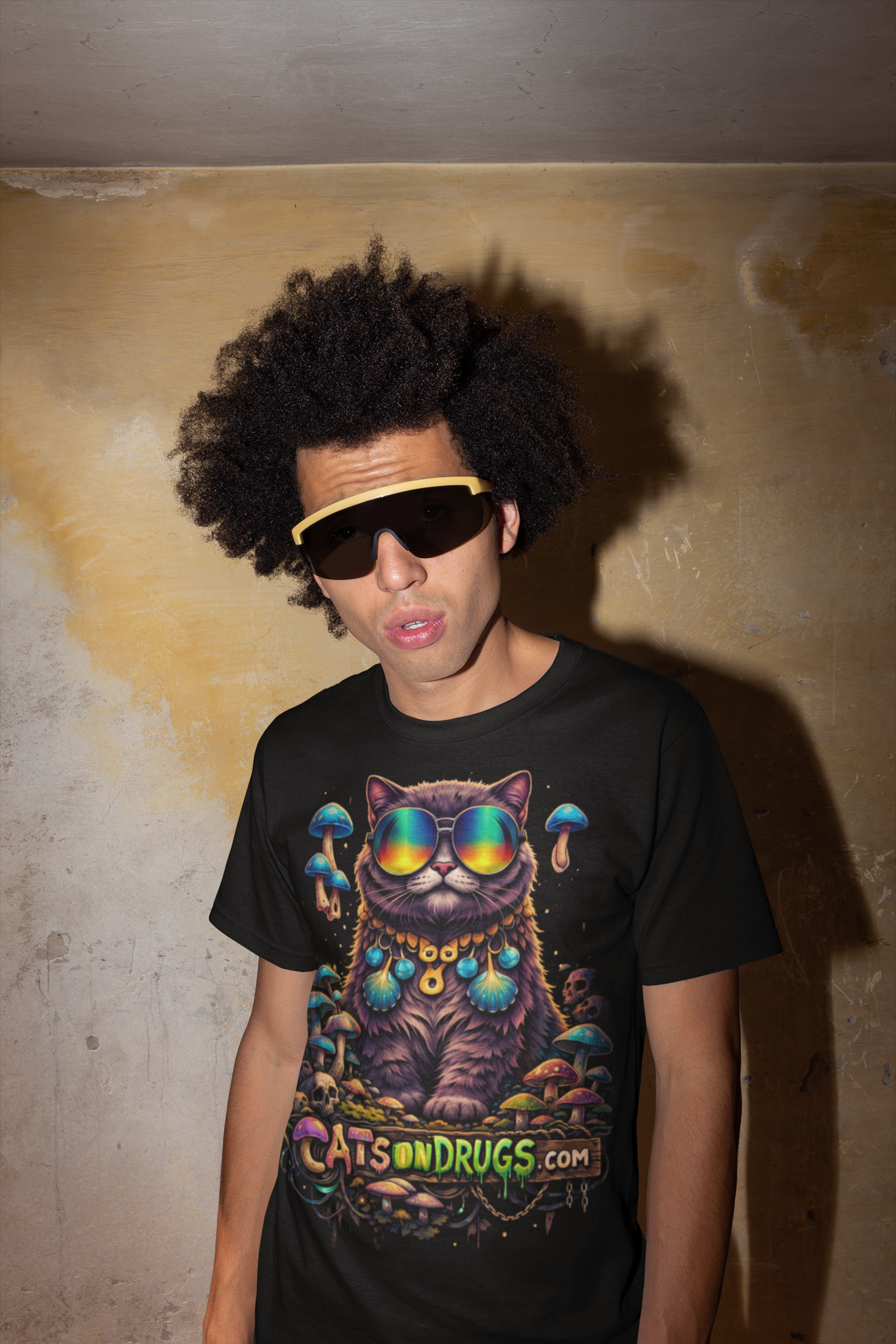 Techno T-Shirt | Diamond Trippy Cat