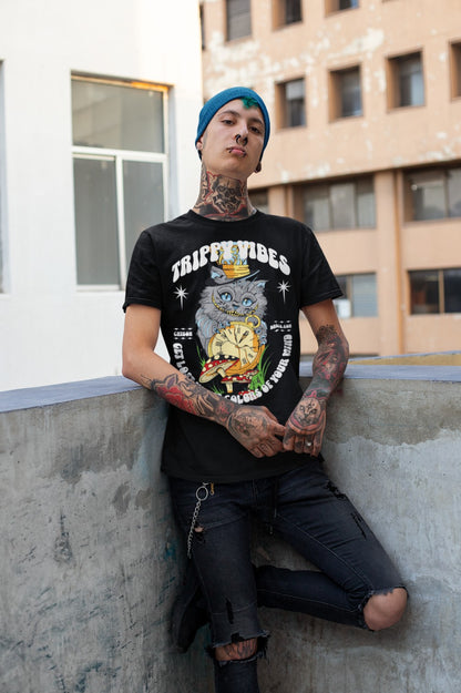 Trippy Vibes Cat -  Psychedelic T-Shirt