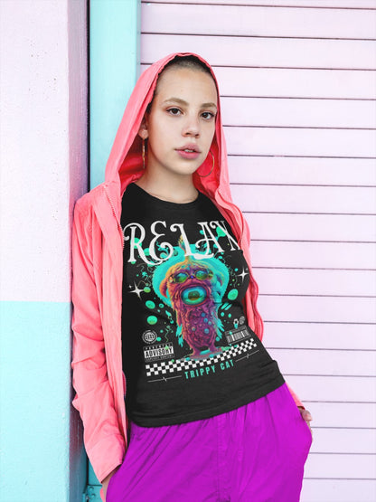 Relax Trippy Cat - Psychedelic T-Shirt