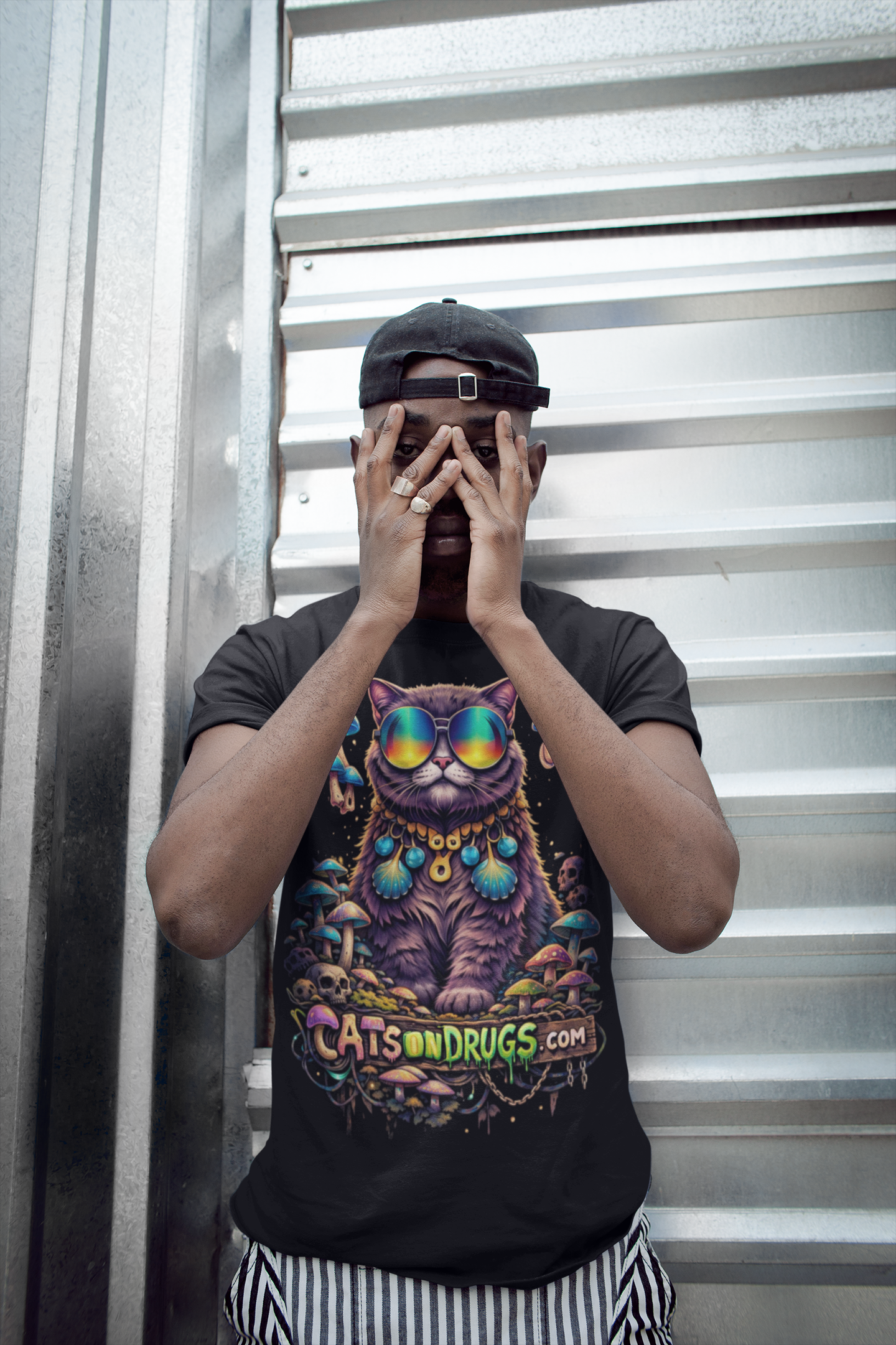 Techno T-Shirt | Diamond Trippy Cat