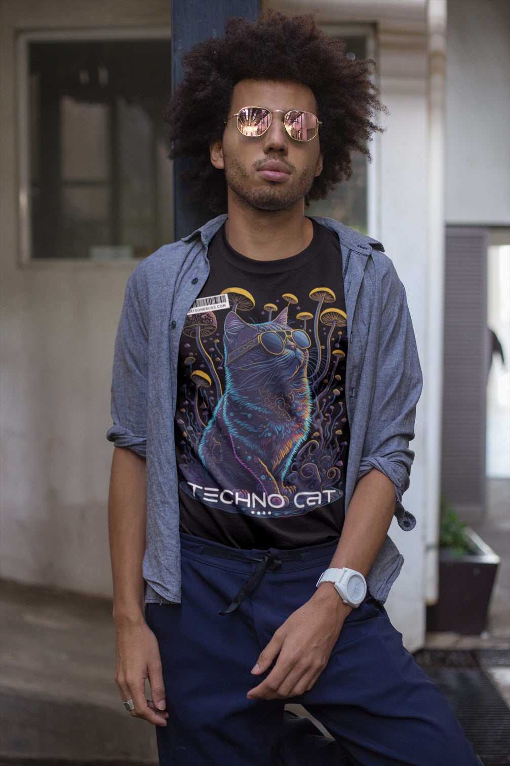 Camiseta graciosa EDM - Techno Cat 