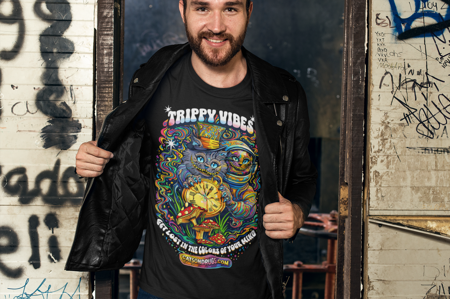 Trippy Vibes Cat | Psychedelic T-Shirt