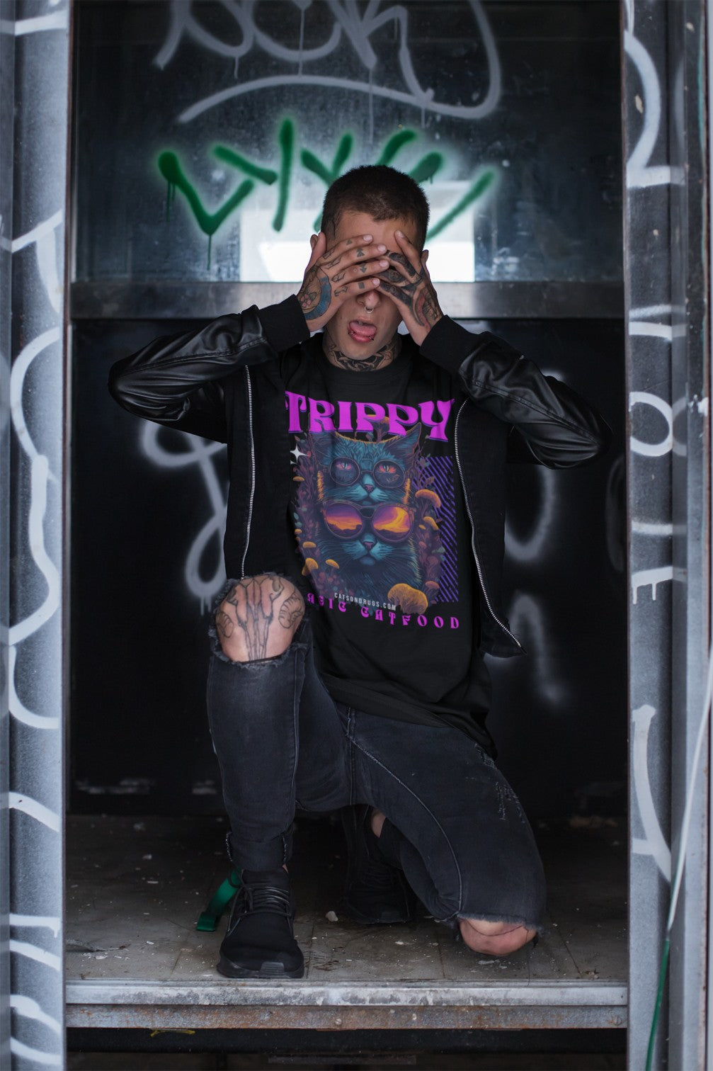 Trippy T-Shirt | Magic Cat Food Psychedelic T-Shirt | Ecstasy Edition