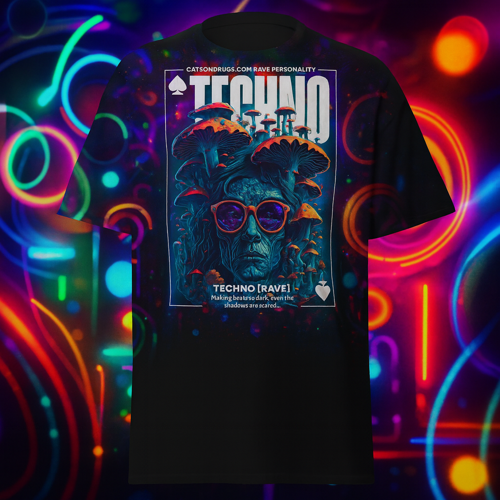 Front view of Techno Tee | Techno Joker with neon joker design