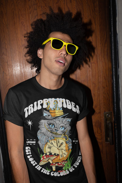 Trippy Vibes Cat -  Psychedelic T-Shirt